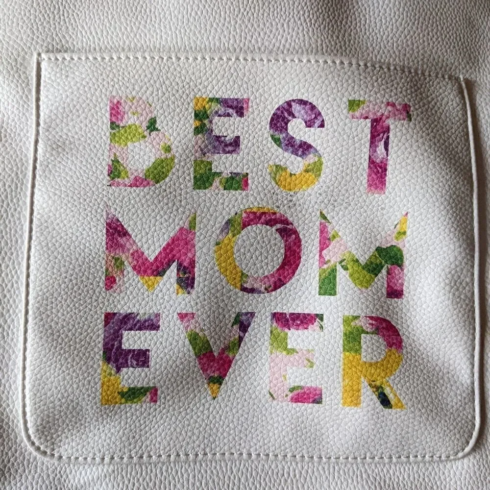 Minicci Best Mom Ever White Vegan Leather Purse